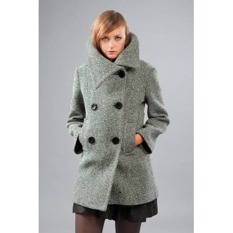 manteau tweed vert