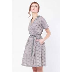 Robe Reiko (gris pois mauve)